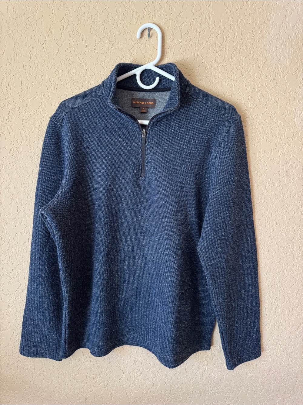 Farah & Sons Men's Zip Mock Neck Sweater - Deep Navy